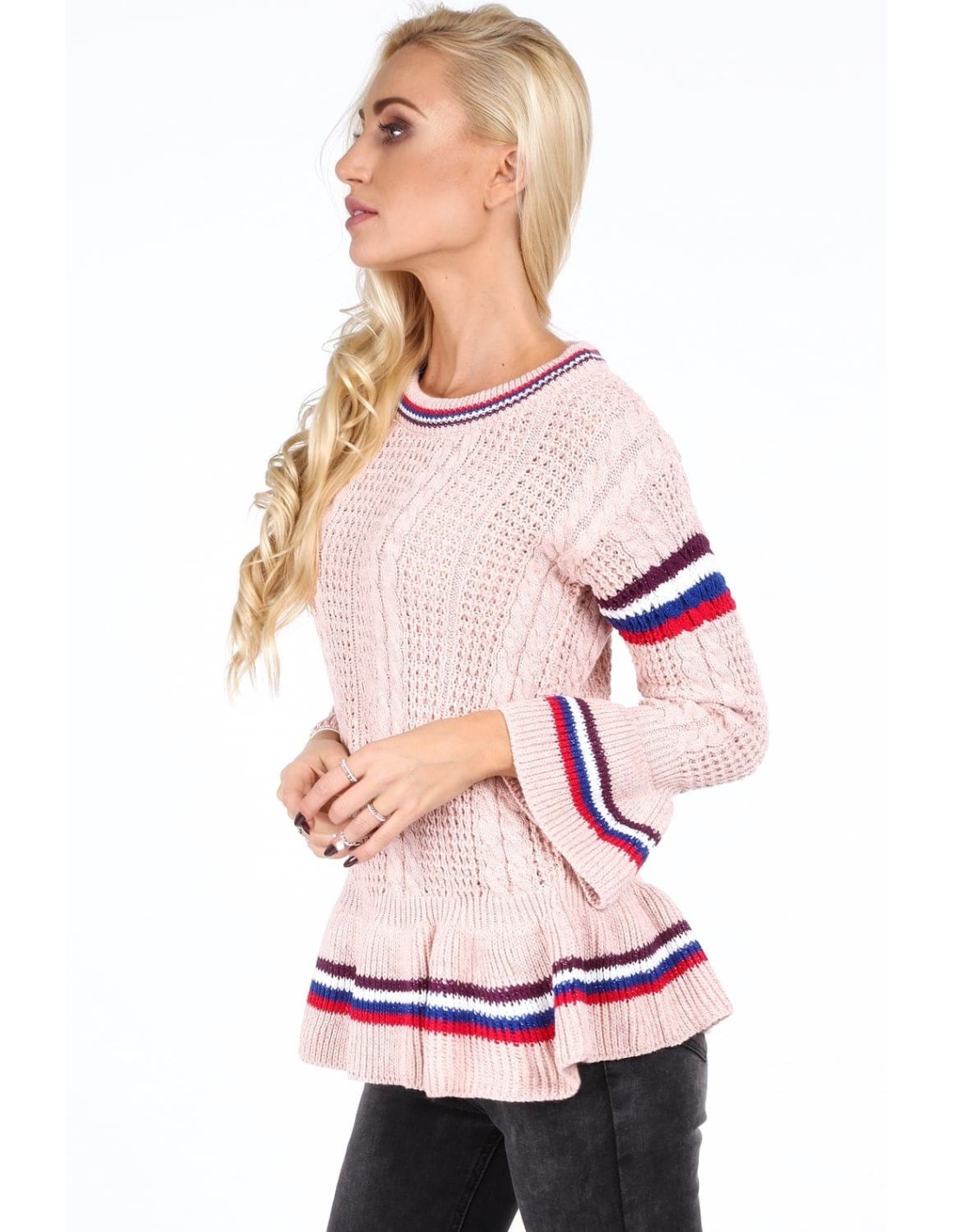 Hellrosa Rüschenpullover RR20069 – Online-Shop – Boutique